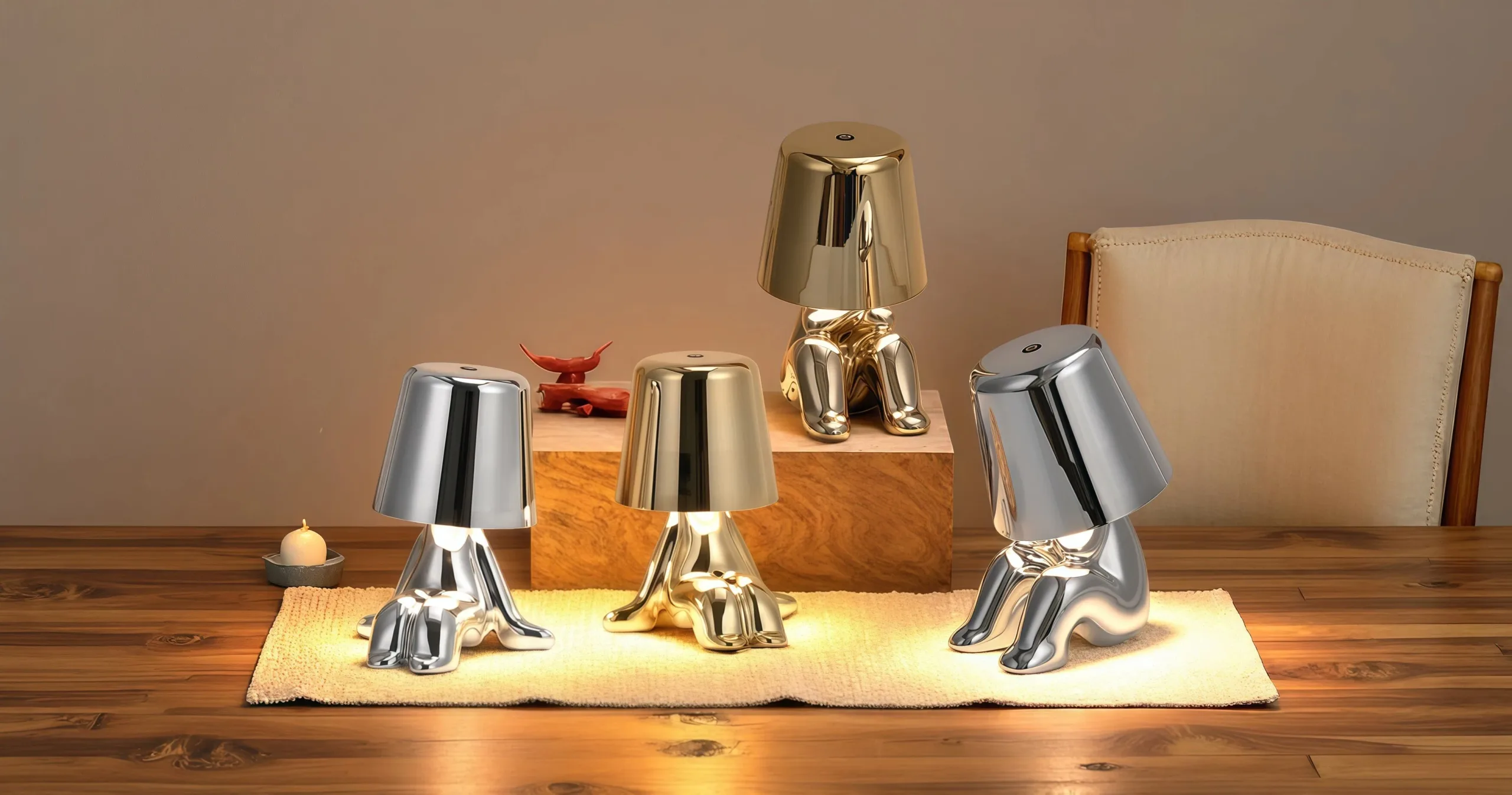 Silver and Gold Chrome Cordless Touch Lamps Collection