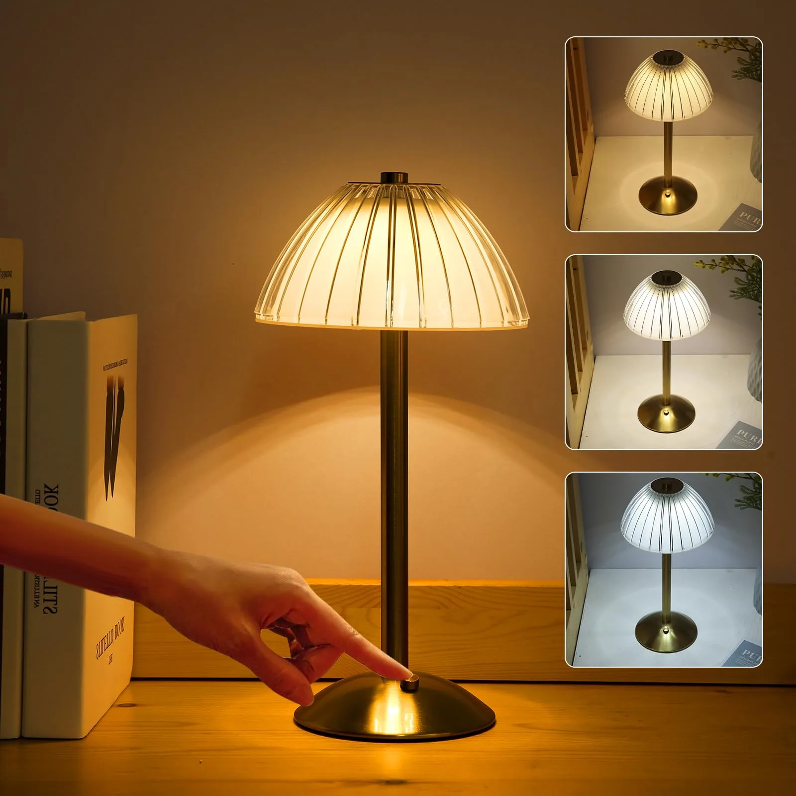Cordless rechargeable lamp for reading in bed with no outlet
